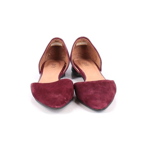 J. Jill Maroon Leather Flats D'Orsay Suede Holiday - Picture 2 of 2
